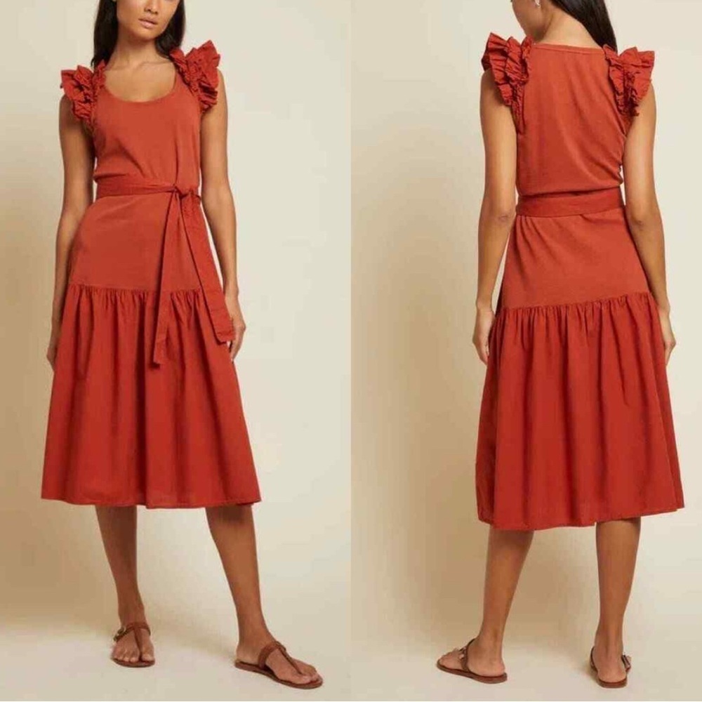 New Nation Ltd Everleigh Frilly Dress In Cayenne Small